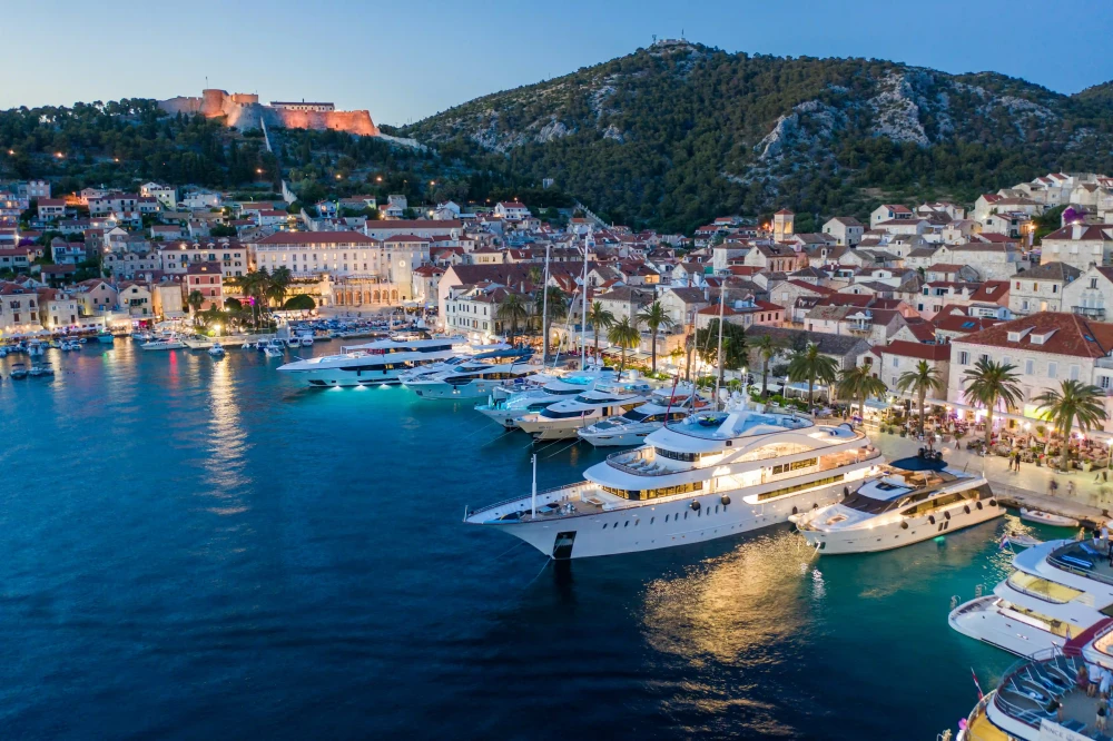 Yacht docked on Hvar Island